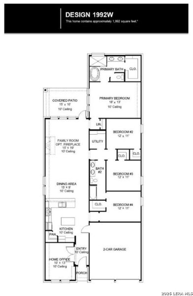 2D floor plan layout of this home in Kallison Ranch, San Antonio, TX (Image 2).