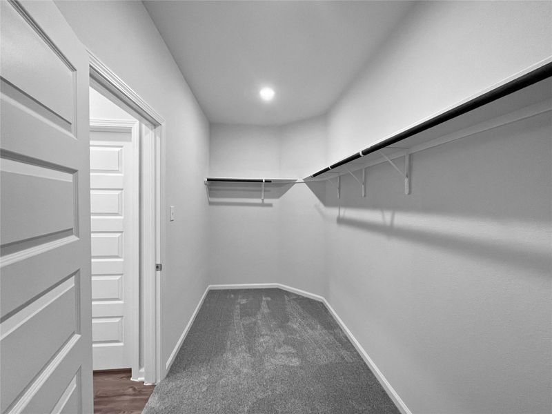 The Sparrow II- Primary Walk-in Closet. Sample image for illustration; upgrades, options, and colors may vary. The Sparrow II- Primary Walk-in Closet. Sample image for illustration; upgrades, options, and colors may vary.