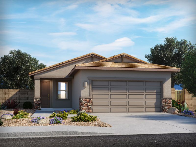 Representative exterior photo of a completed home built from the Magnolia by Meritage Homes in Las Patrias at Star Valley II, Tucson, AZ (Image 2). Representative exterior photo of a completed home built from the Magnolia by Meritage Homes in Las Patrias at Star Valley II, Tucson, AZ (Image 2).
