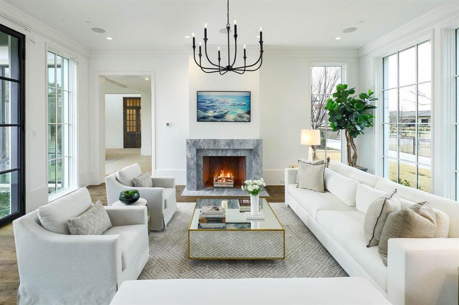 Keeping room with gas fireplace