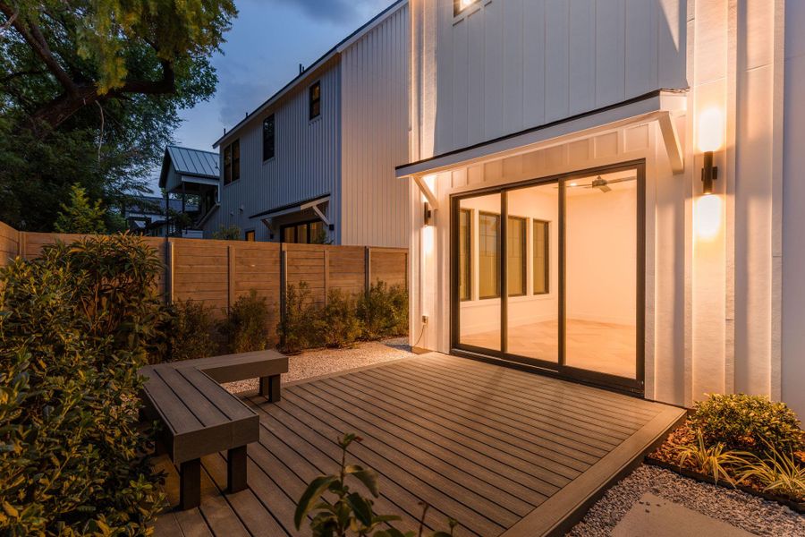 Deck with a fenced backyard Deck with a fenced backyard