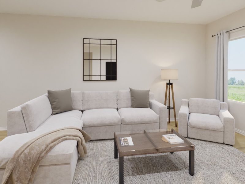 Kick your feet up after a long day in your cozy living space.