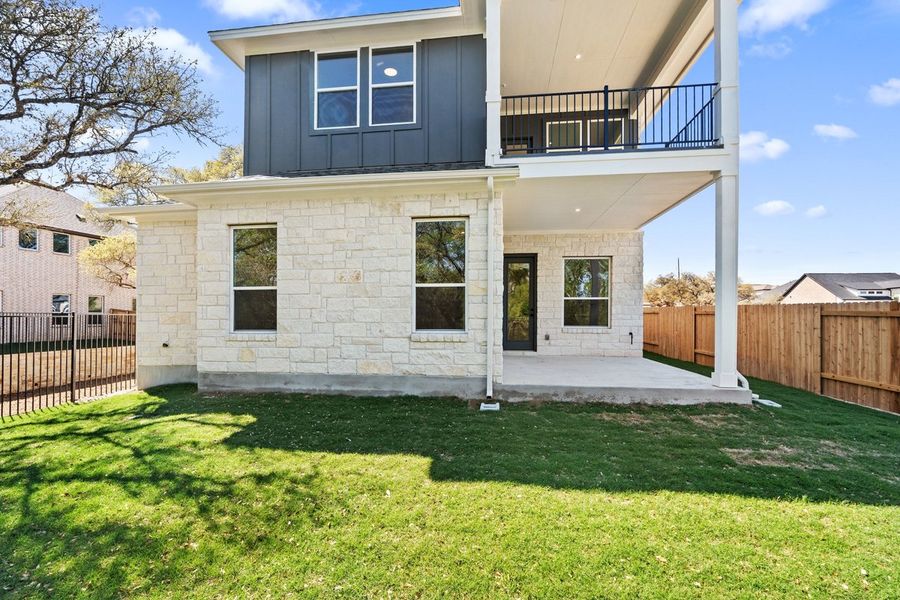 Exterior details and patio area of a home in Persimmon, Buda (Image 19).