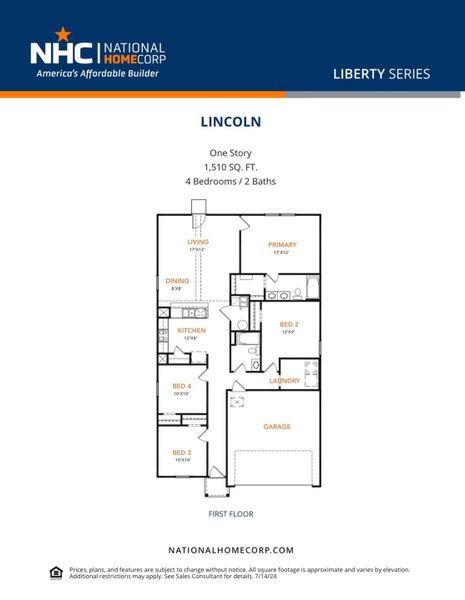 2D floor plan layout of this home in Shirey Forest - Branches, Lufkin, TX (Image 2).