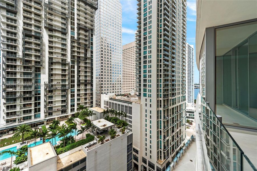Exterior details and patio area of a home in Aston Martin Residences, Miami (Image 18).