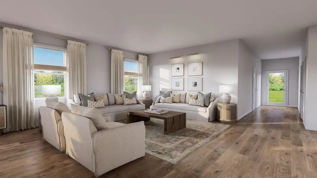 Furnished interior view inside a new home in The Cove at Mallard Crossing, Summerville (Image 7). Furnished interior view inside a new home in The Cove at Mallard Crossing, Summerville (Image 7).