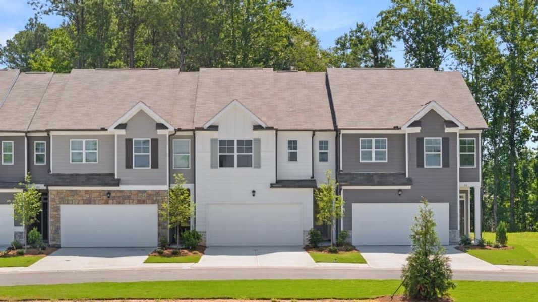 Front exterior of a new home in Hughes Court, Dawsonville, GA, highlighting curb appeal (Image 2). Front exterior of a new home in Hughes Court, Dawsonville, GA, highlighting curb appeal (Image 2).