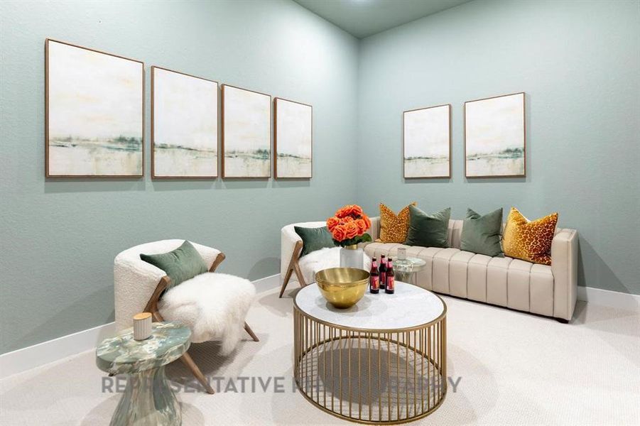 Living room with carpet flooring