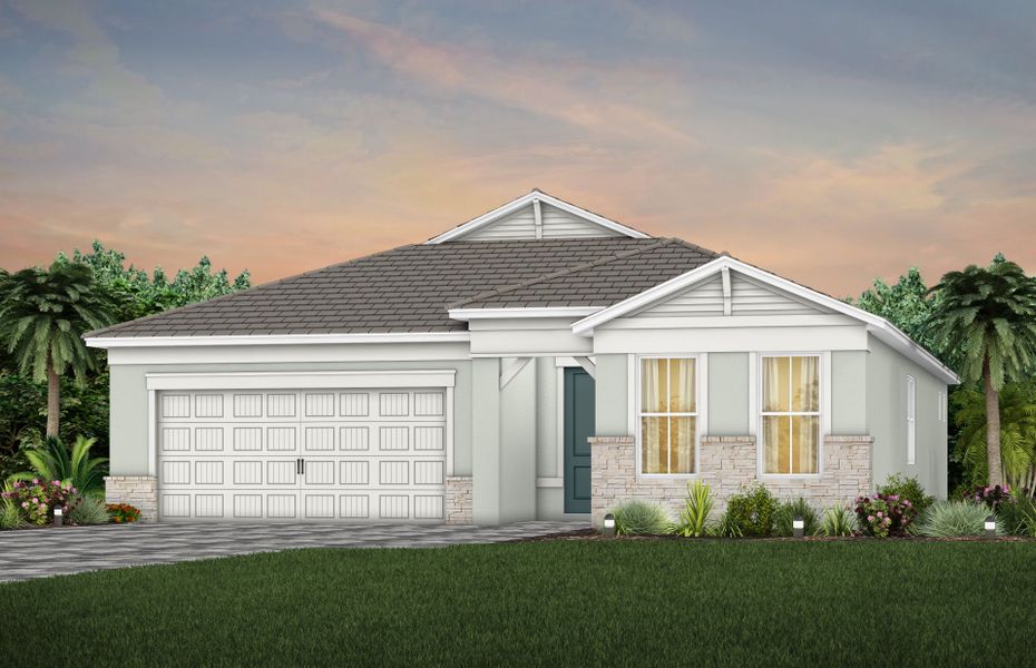 Front exterior of a new home in Costa Pointe, Vero Beach, FL, highlighting curb appeal (Image 1). Front exterior of a new home in Costa Pointe, Vero Beach, FL, highlighting curb appeal (Image 1).
