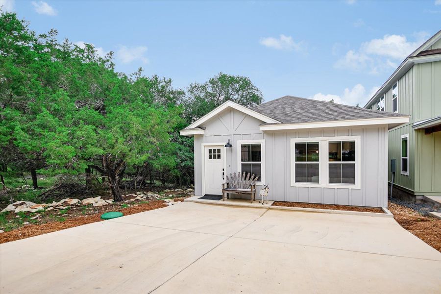 Front exterior of a new home in , Wimberley, TX, highlighting curb appeal (Image 2). Front exterior of a new home in , Wimberley, TX, highlighting curb appeal (Image 2).