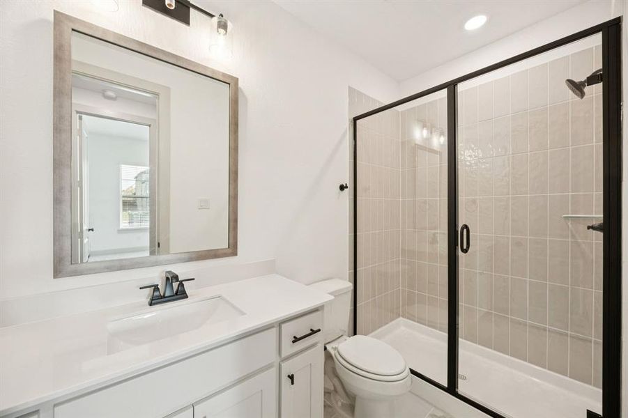 Friends and family will feel right at home in any of the lovely guest baths.