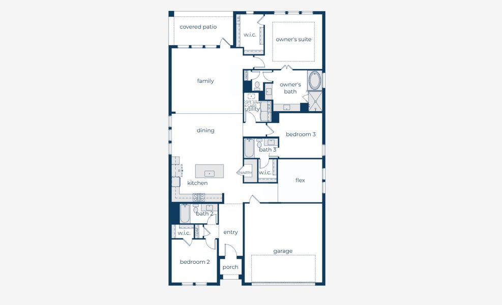 2D floor plan layout for the Chapelle by Normandy Homes in Estates at Stacy Crossing, McKinney, TX (Image 3). 2D floor plan layout for the Chapelle by Normandy Homes in Estates at Stacy Crossing, McKinney, TX (Image 3).