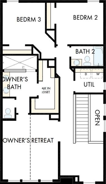 2D floor plan layout of this home in Retreat at Oak Park, Houston, TX (Image 3).