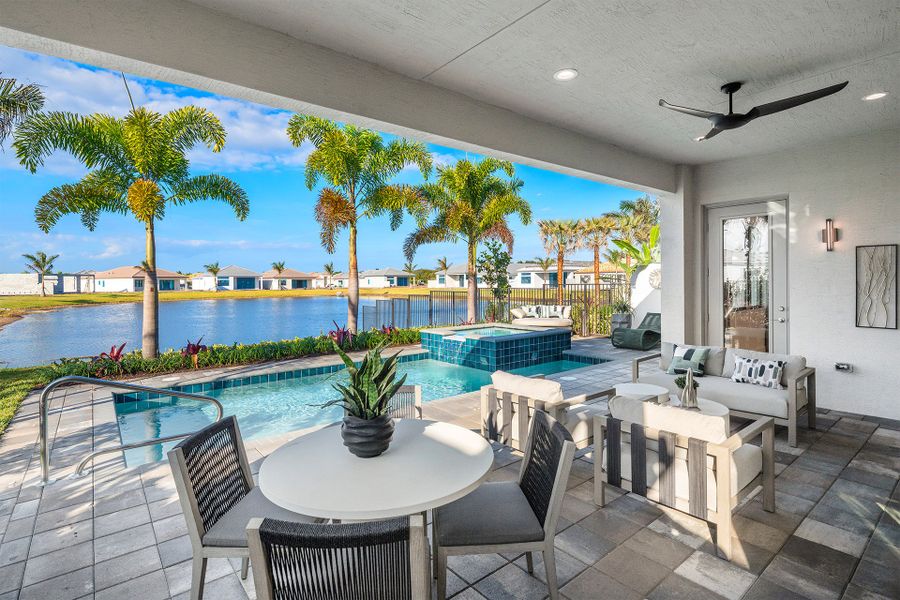 Representative exterior details of a home built from the Bimini Grande by GL Homes in Valencia Del Mar (55+), Boynton Beach (Image 3).