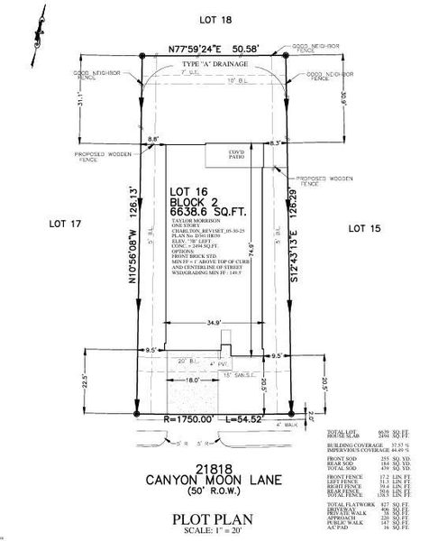21818 Canyon Moon Lane Preliminary Plot Plan