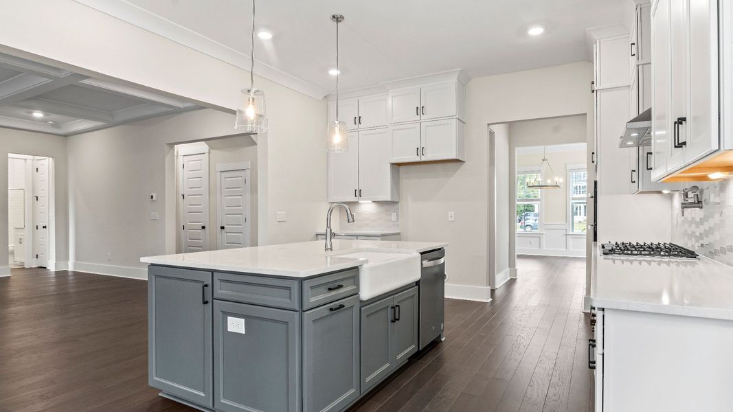 farmhouse sink in kitchen Stonehaven II by DRB Homes