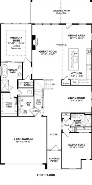 The Davenport floor plan by K. Hovnanian Homes. 1st floor shown. *Prices, plans, dimensions, features, specifications, materials, and availability of homes or communities are subject to change without notice or obligation.