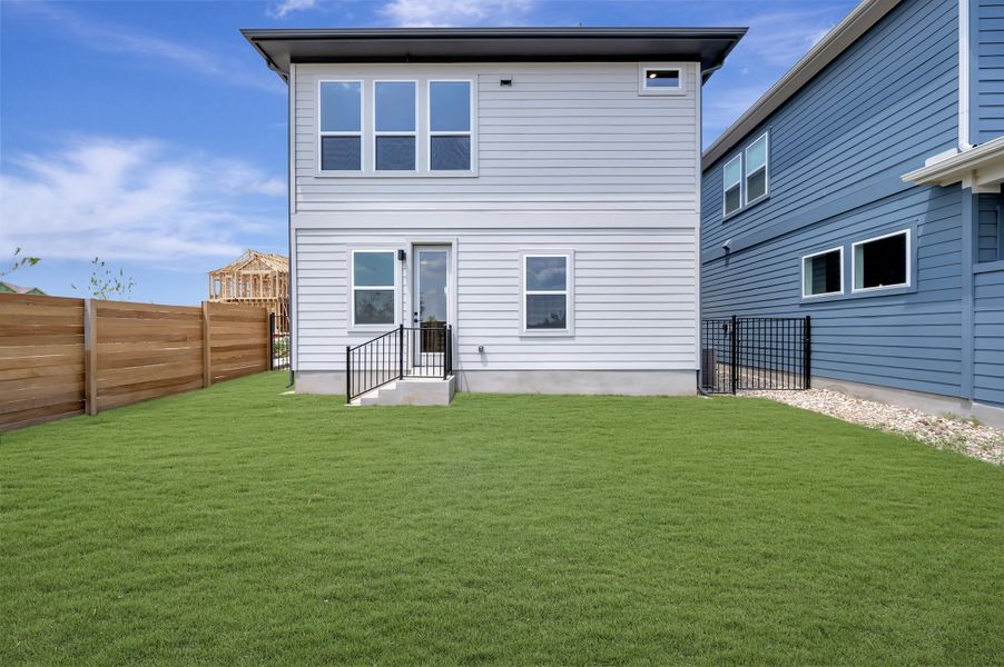 Exterior details and patio area of a home in Easton Park – Nelson Village - Haven Series, Austin (Image 3).