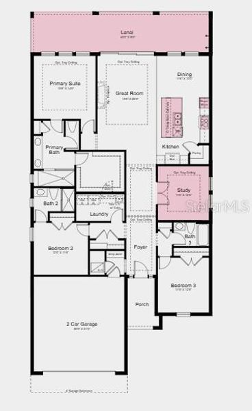 2D floor plan layout of this home in Skye Ranch Community Group Page, Sarasota, FL (Image 3).