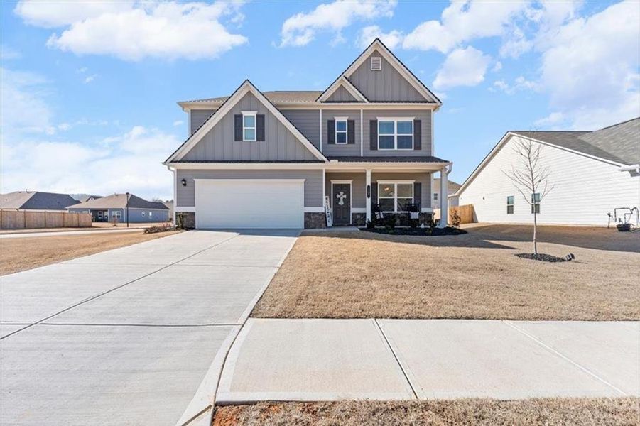 Front exterior of a new home in Jackson Farm, Cartersville, GA, highlighting curb appeal (Image 24).