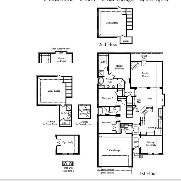 2D floor plan layout for the Bristol II by Cheldan Homes in Sunset Ridge, Keene, TX (Image 1). 2D floor plan layout for the Bristol II by Cheldan Homes in Sunset Ridge, Keene, TX (Image 1).