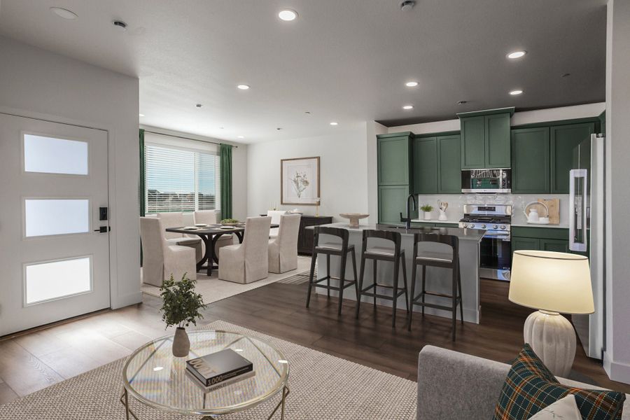 Representative furnished interior of a home built from the Copperhead by Hartford Homes in Timnath Ranch Townhomes, Timnath (Image 6).