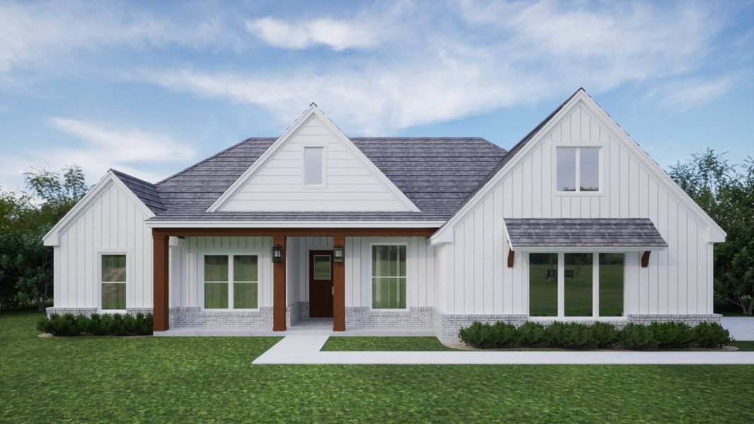 Representative exterior photo of a completed home built from the The Lily by Kenmark Homes in Rocky Top Ranch, Reno, TX (Image 24). Representative exterior photo of a completed home built from the The Lily by Kenmark Homes in Rocky Top Ranch, Reno, TX (Image 24).