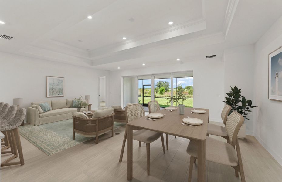 Furnished interior view inside a new home in Del Webb Oak Creek, North Fort Myers (Image 9).