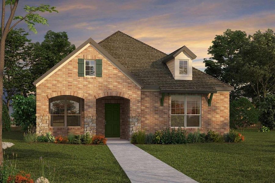 Front exterior of a new home in Elements at Viridian - Signature Series, Arlington, TX, highlighting curb appeal (Image 1). Front exterior of a new home in Elements at Viridian - Signature Series, Arlington, TX, highlighting curb appeal (Image 1).