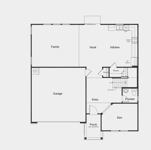 2D floor plan layout for the Plan 2539 by KB Home in Elyse Meadows, Lillington, NC (Image 4).