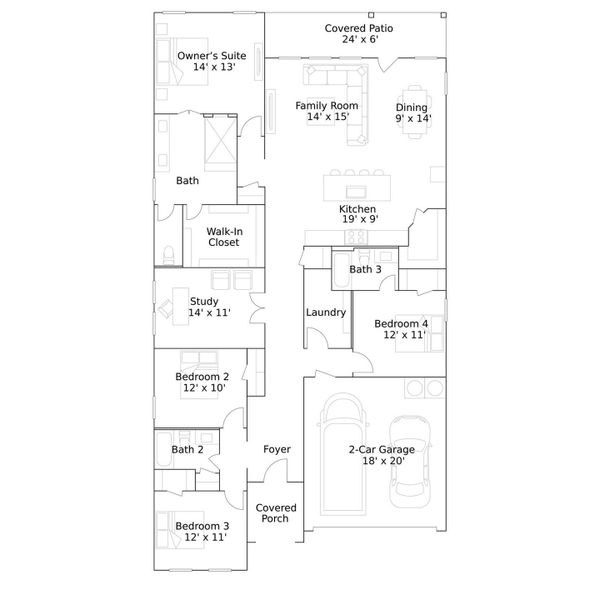 2D floor plan layout of this home in Cypress Green, Tomball, TX (Image 2). 2D floor plan layout of this home in Cypress Green, Tomball, TX (Image 2).