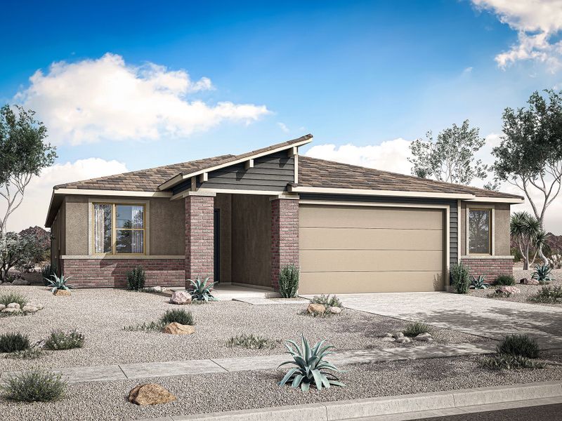 Representative exterior photo of a completed home built from the Mercury by Mattamy Homes in Las Ventanas, Goodyear, AZ (Image 2). Representative exterior photo of a completed home built from the Mercury by Mattamy Homes in Las Ventanas, Goodyear, AZ (Image 2).