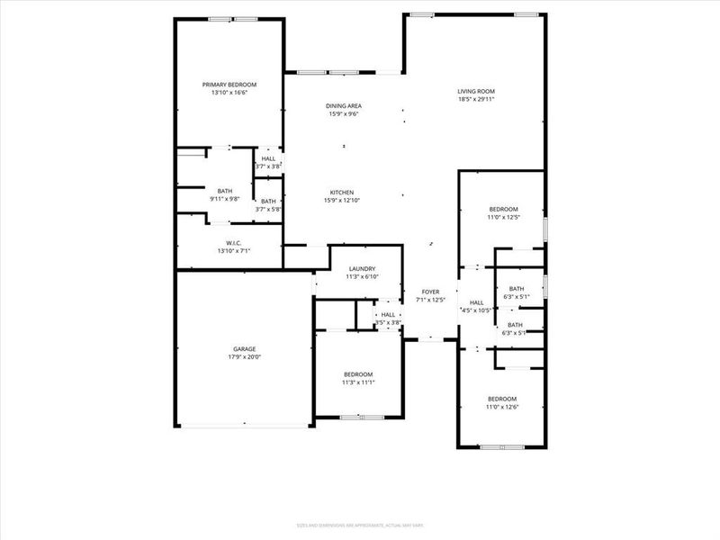 2D floor plan layout of this home in Sandstone Estates, Granbury, TX (Image 5).