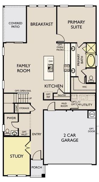2D floor plan layout of this home in The Colony 45s, Bastrop, TX (Image 2).