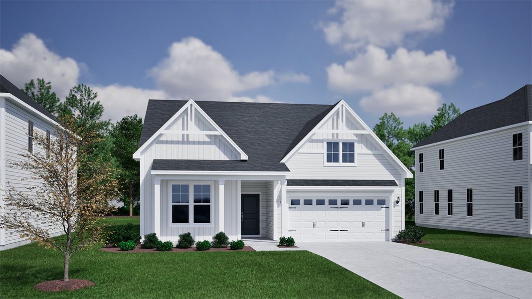 Representative exterior photo of a completed home built from the Goodwin - Vanguard Collection by Mungo Homes in Ovation at Sweetbrier, Durham, NC (Image 14).