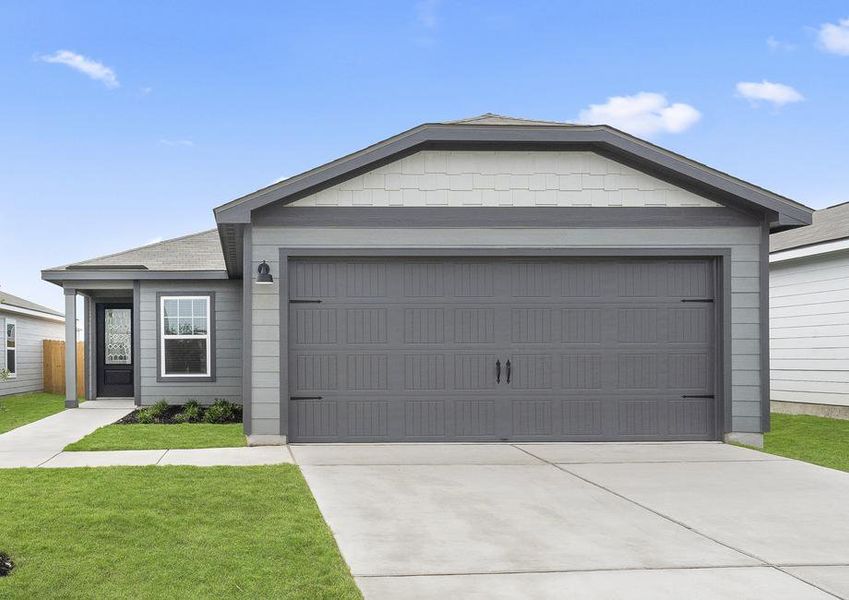 Exterior of the Chestnut plan with a two-car garage.