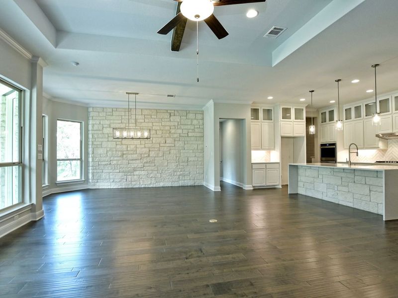 Representative unfurnished interior of a home built from the Madera II by Giddens Homes in Scofield Farms Estates, Georgetown (Image 375).