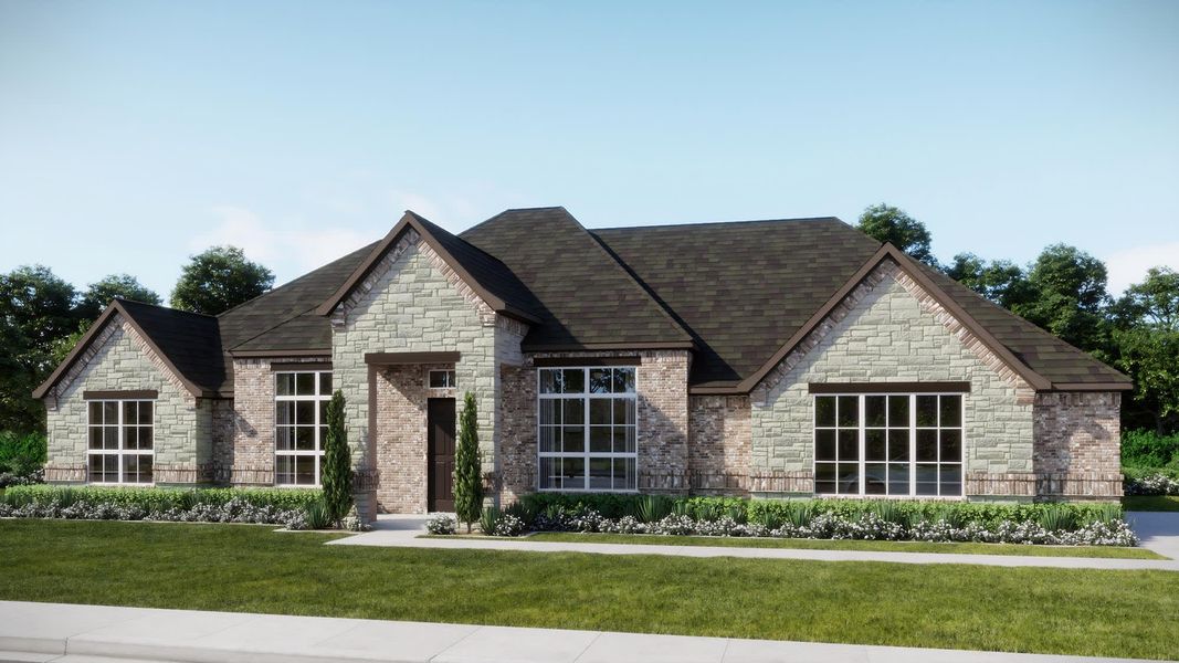 Elevation B with Stone | Concept 2978 at The Meadows in Gunter, TX by Landsea Homes Elevation B with Stone | Concept 2978 at The Meadows in Gunter, TX by Landsea Homes