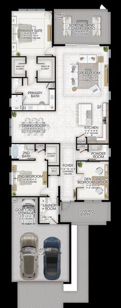 2D floor plan layout for the Monacello II by GL Homes in Valencia Vista at Riverland, Port St. Lucie, FL (Image 5).