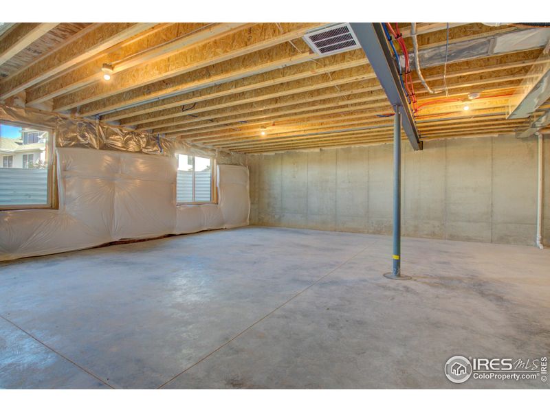 A full 1915 square foot daylight garden level basement with 9' ceilings