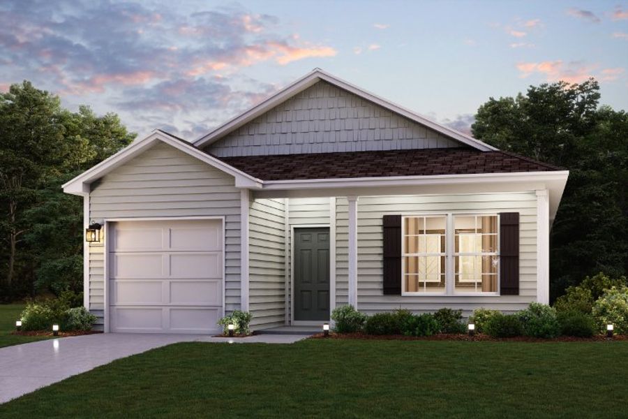 Front exterior of a new home in The Collection at Palatka, Palatka, FL, highlighting curb appeal (Image 1). Front exterior of a new home in The Collection at Palatka, Palatka, FL, highlighting curb appeal (Image 1).
