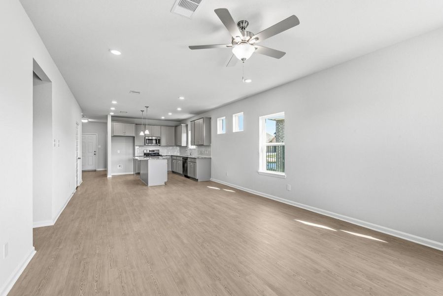 Family room open to kitchen