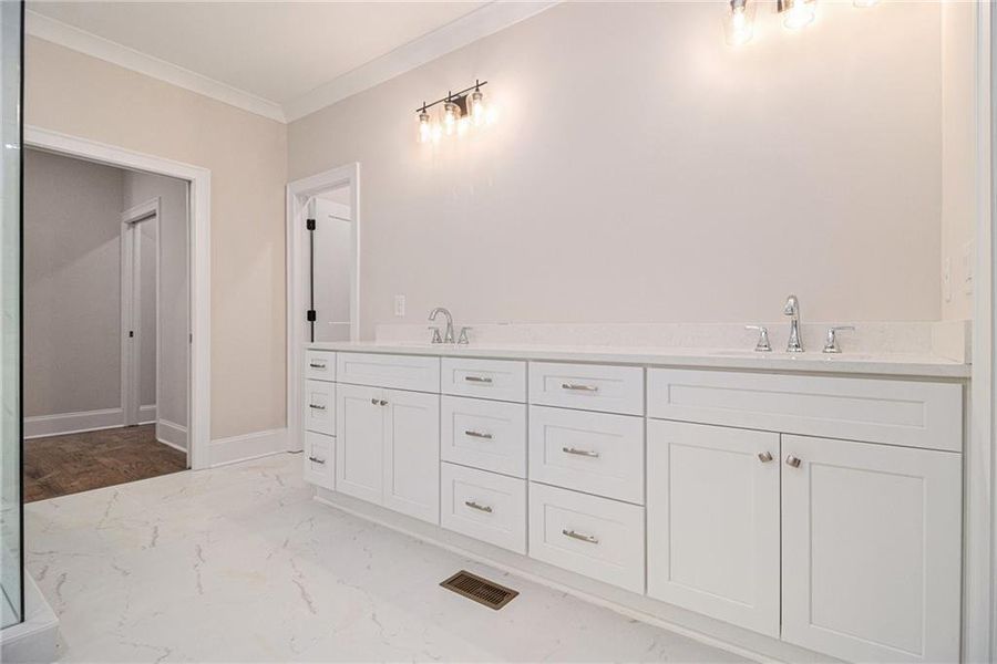 Furnished interior view inside a new home in , White (Image 12).