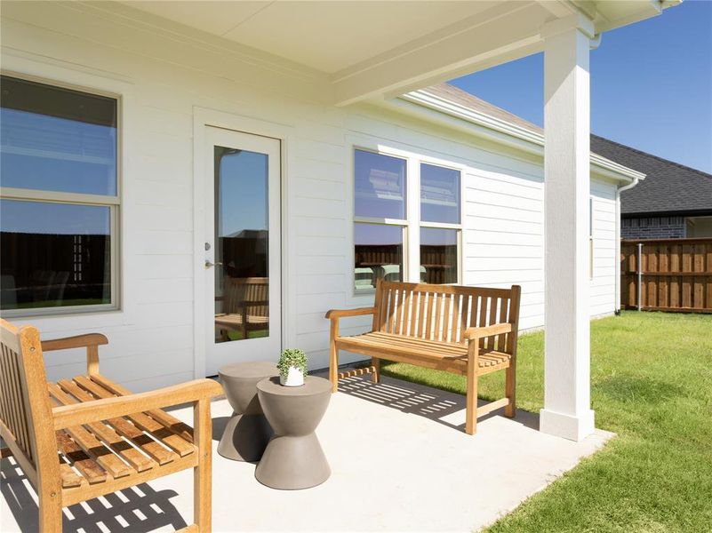 Exterior details and patio area of a home in Trails of Lavon - Signature Series, Lavon (Image 3). Exterior details and patio area of a home in Trails of Lavon - Signature Series, Lavon (Image 3).