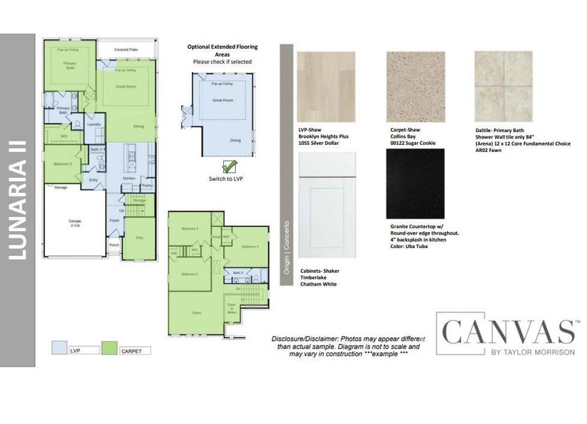 Design Selections - Home is Under Construction design selections subject to change