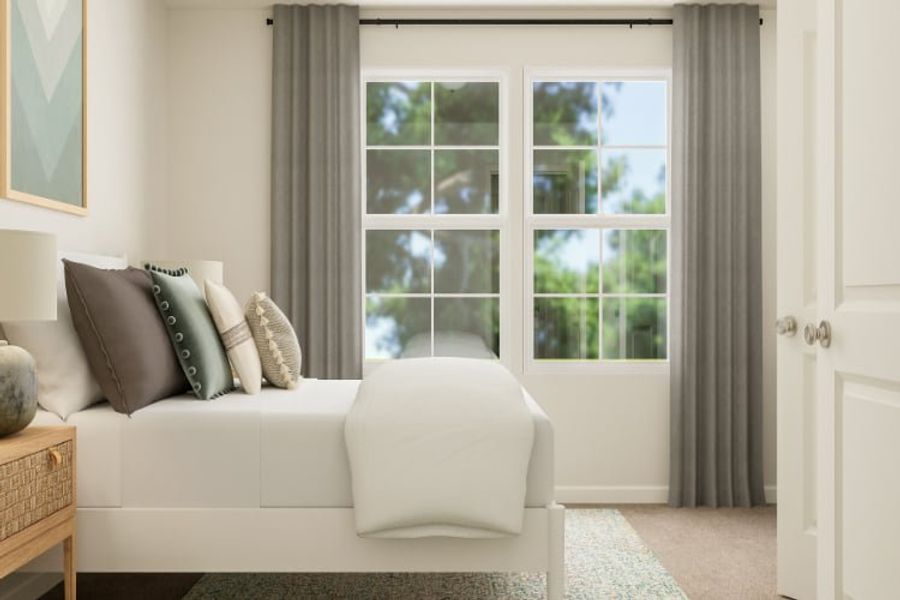 A white couch in a room.