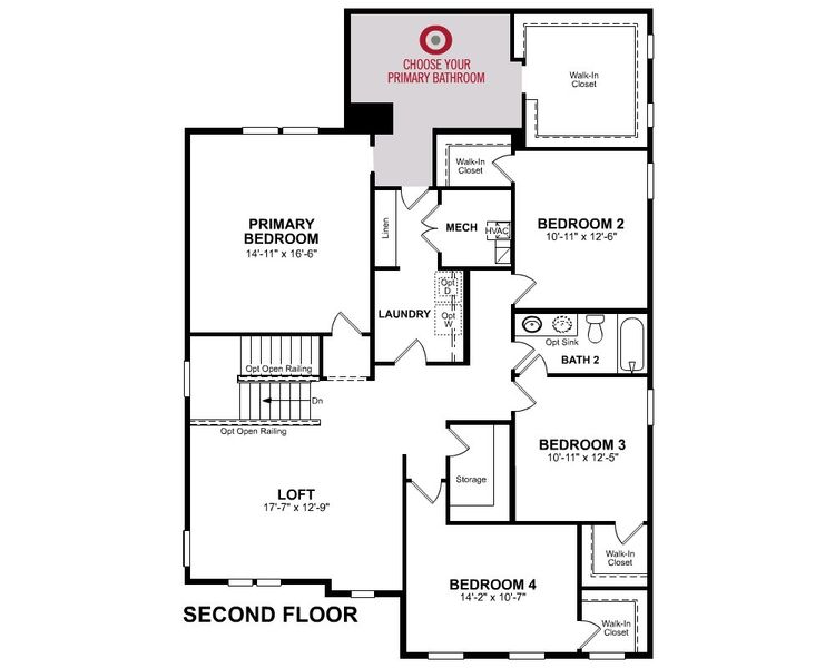 2D floor plan layout for the Newton by Beazer Homes in Easton Walk, Lawrenceville, GA (Image 4).