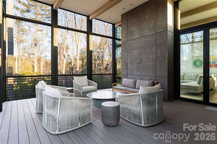 Exterior details and patio area of a home in , Asheville (Image 29).