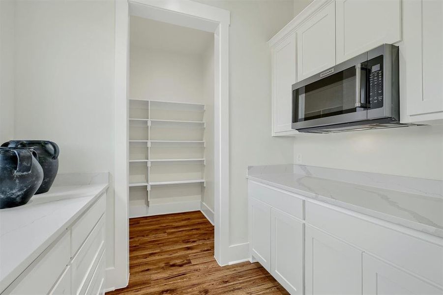 Butlers pantry with built-in microwave