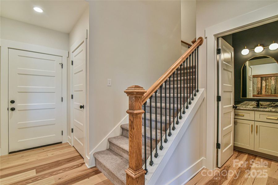 Stairs to the bonus room. Similar photo.